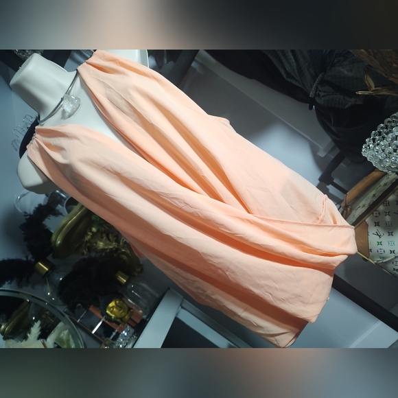 U2B Coral Orange Draped Cross Collar Lace Back Surplice Neck Tank Top 2X - Picture 4 of 9